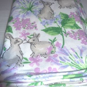 NWT 2 Spring Gatherings grey bunny lavender flower Easter guest kitchen towels